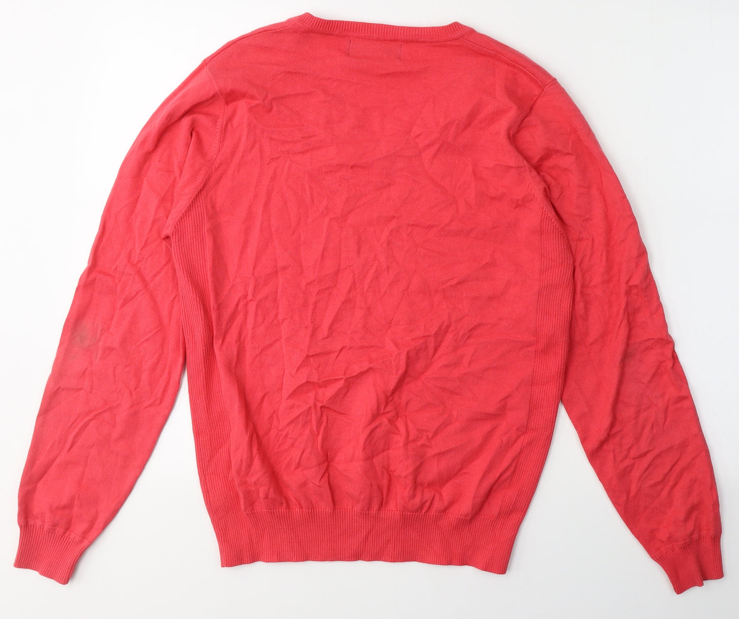NEXT Mens Pink V-Neck  Cotton Pullover Jumper Size S