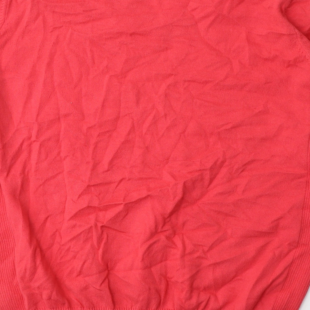 NEXT Mens Pink V-Neck  Cotton Pullover Jumper Size S