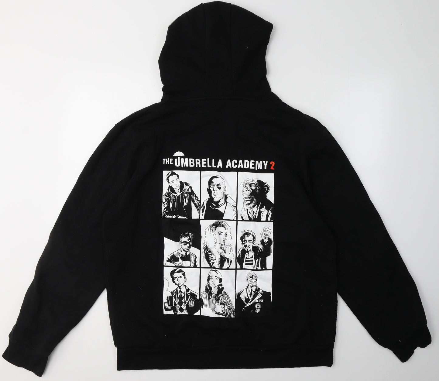 Primark Mens Black  Cotton Pullover Hoodie Size 2XL   - The umbrella academy