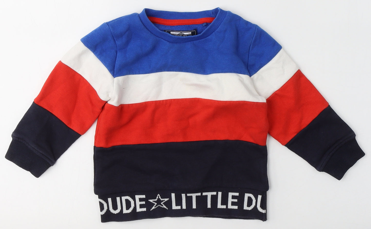 NEXT Boys Multicoloured Striped Cotton Pullover Casual Size 9-12 Months Round Neck  - Little dude