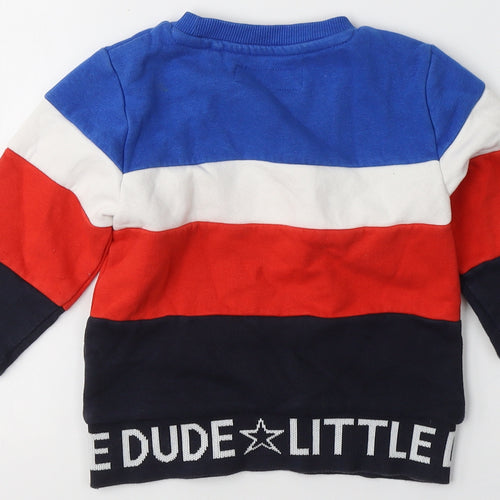 NEXT Boys Multicoloured Striped Cotton Pullover Casual Size 9-12 Months Round Neck  - Little dude