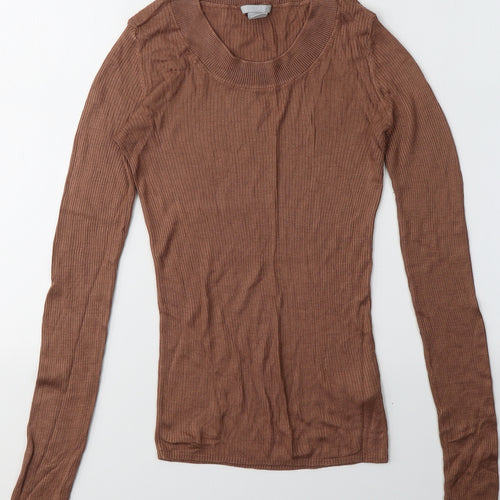 H&M Womens Brown Round Neck  Viscose Pullover Jumper Size S