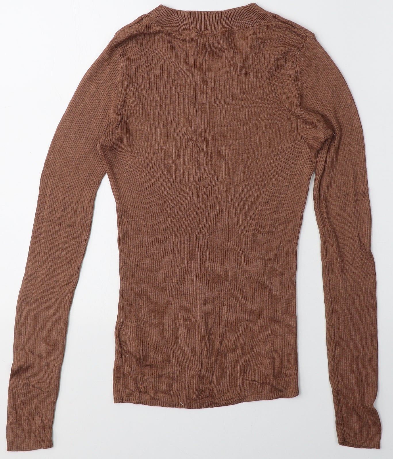 H&M Womens Brown Round Neck  Viscose Pullover Jumper Size S