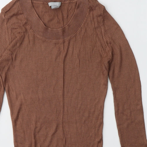 H&M Womens Brown Round Neck  Viscose Pullover Jumper Size S