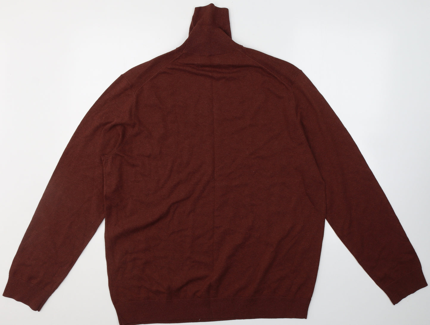 Marks and Spencer Mens Red Roll Neck  Cotton Pullover Jumper Size 2XL