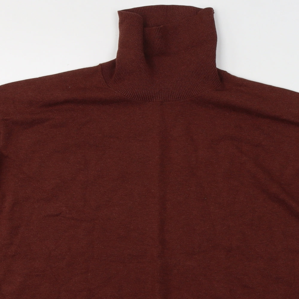 Marks and Spencer Mens Red Roll Neck  Cotton Pullover Jumper Size 2XL