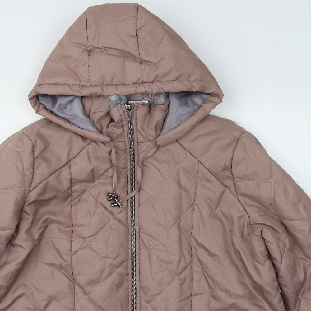 Anne De Lancay Womens Pink   Quilted Coat Size M  Zip