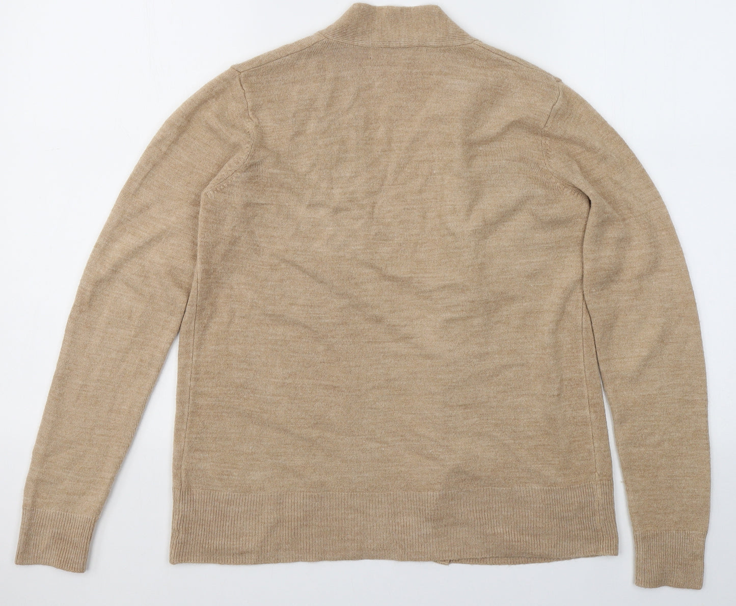 Marks and Spencer Womens Beige V-Neck  Acrylic Cardigan Jumper Size S   - Open front
