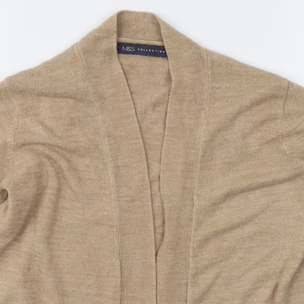 Marks and Spencer Womens Beige V-Neck  Acrylic Cardigan Jumper Size S   - Open front