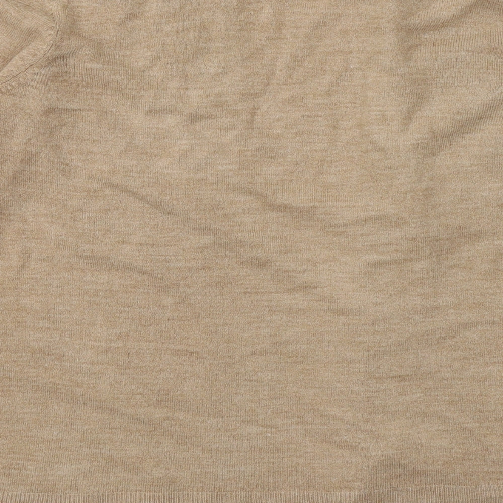 Marks and Spencer Womens Beige V-Neck  Acrylic Cardigan Jumper Size S   - Open front