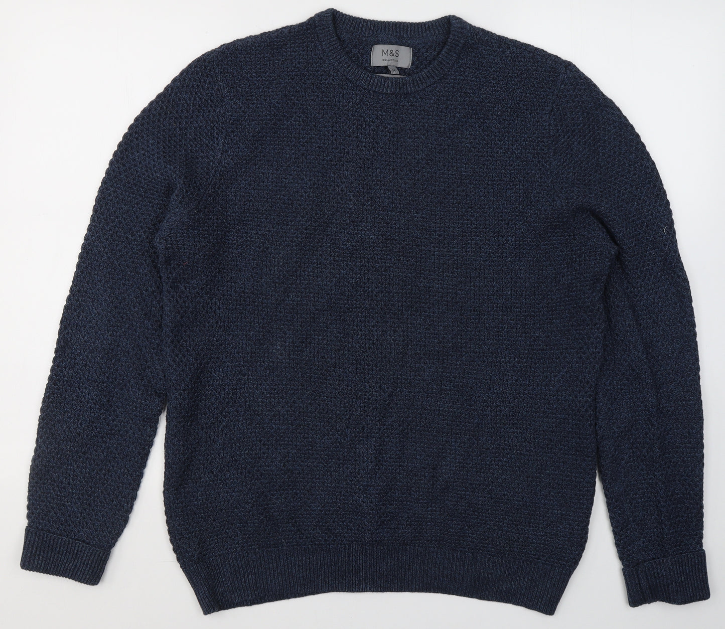 Marks and Spencer Mens Black Round Neck  Cotton Pullover Jumper Size M