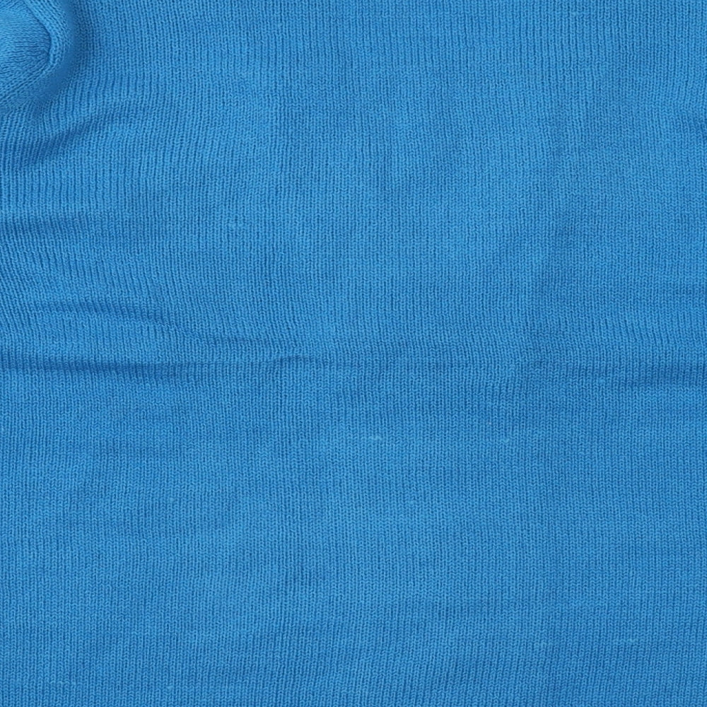 Preworn Womens Blue V-Neck  Acrylic Pullover Jumper Size L   - Cardigan effect