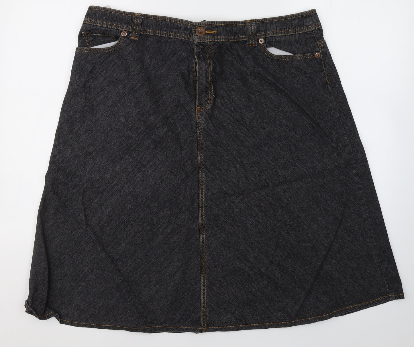 Marks and Spencer Womens Black  Cotton Flare Skirt Size 20