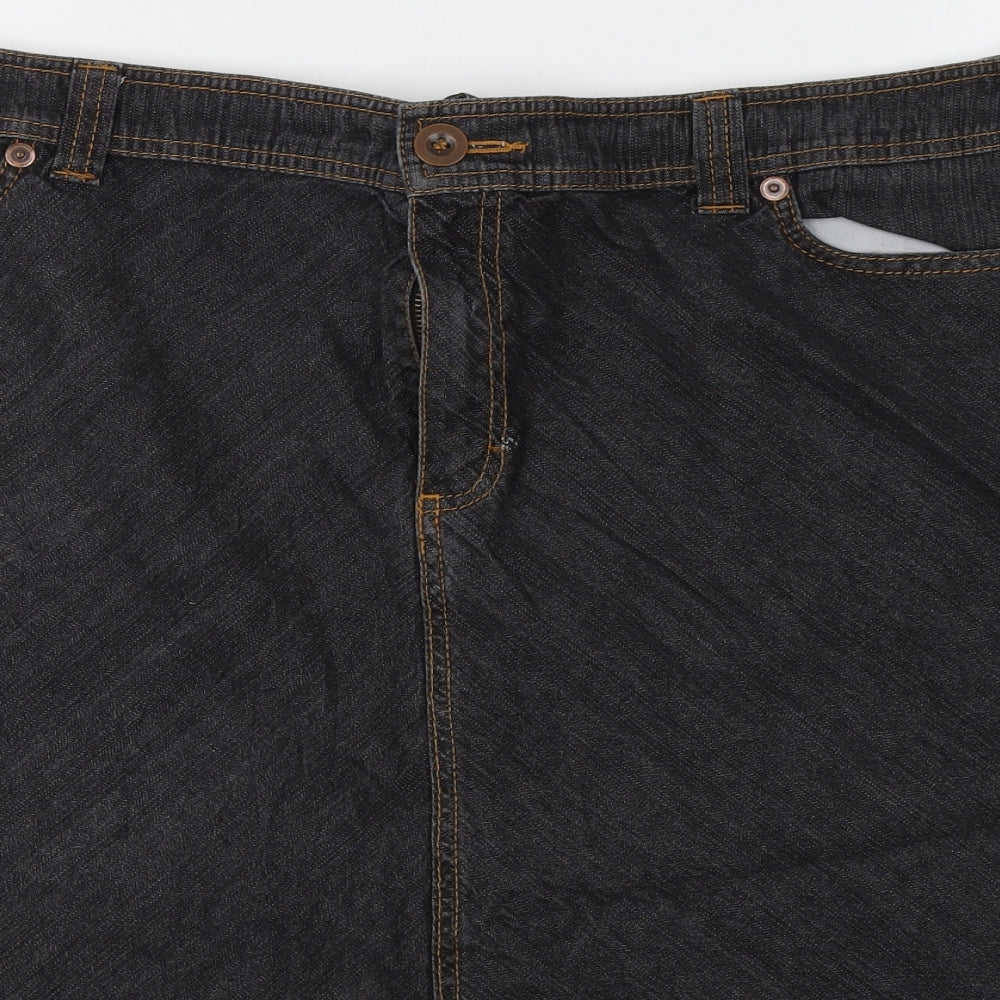 Marks and Spencer Womens Black  Cotton Flare Skirt Size 20