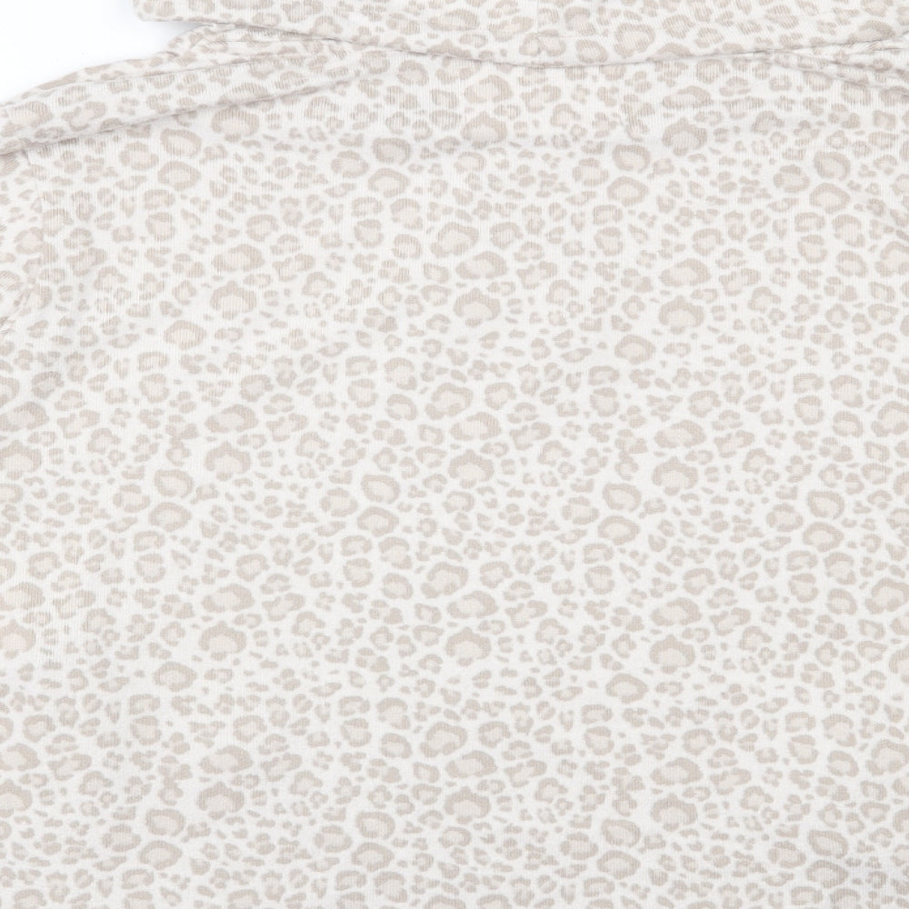 F&F Womens Beige Animal Print Polyester Top Pyjama Top Size M  Drawstring