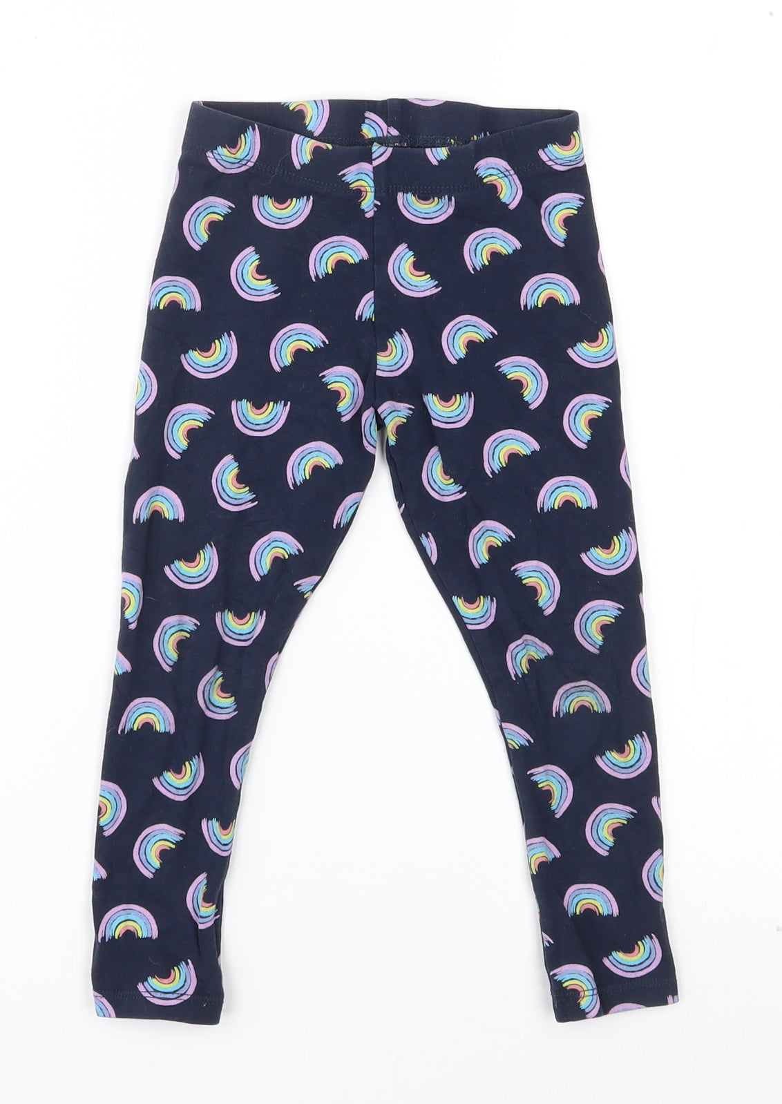 NEXT Girls Blue  Cotton Pedal Pusher Trousers Size 4 Years  Regular Pullover - Rainbow