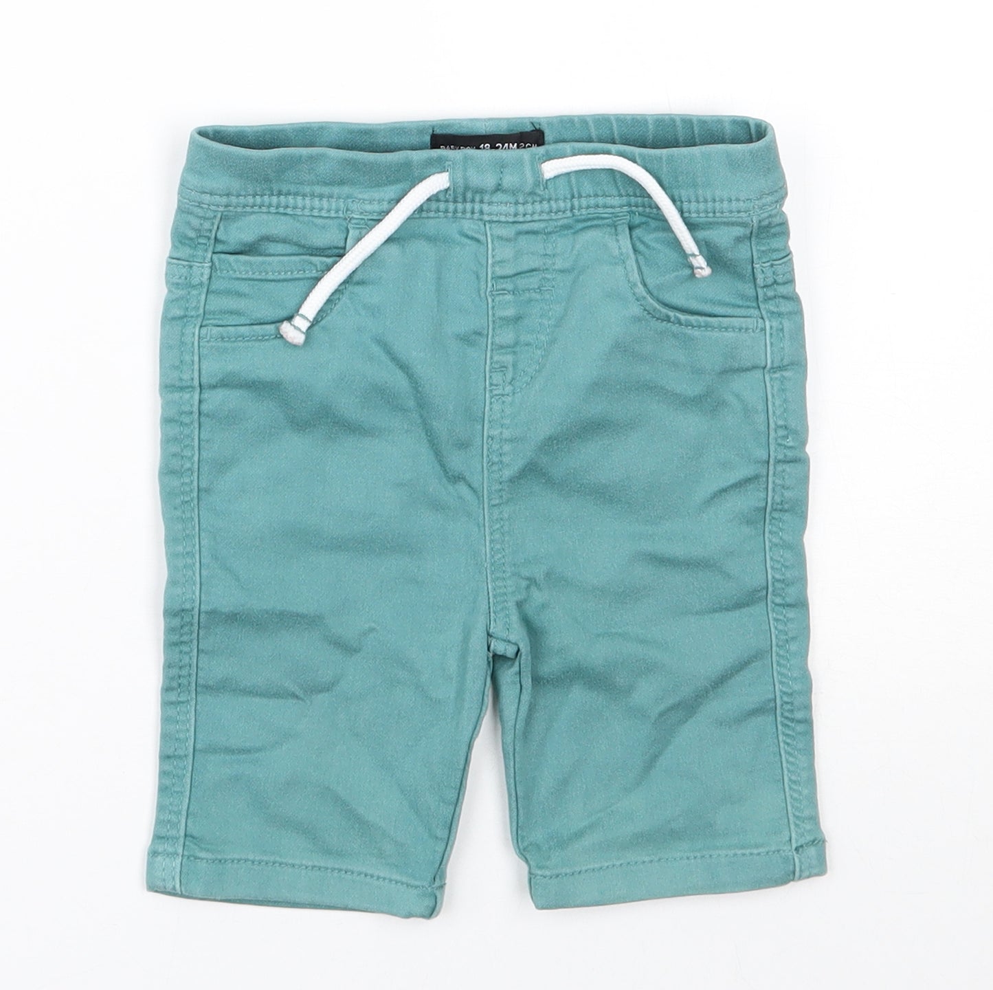 Denim & Co. Boys Green  Cotton Pedal Pusher Jeans Size 18-24 Months  Pullover