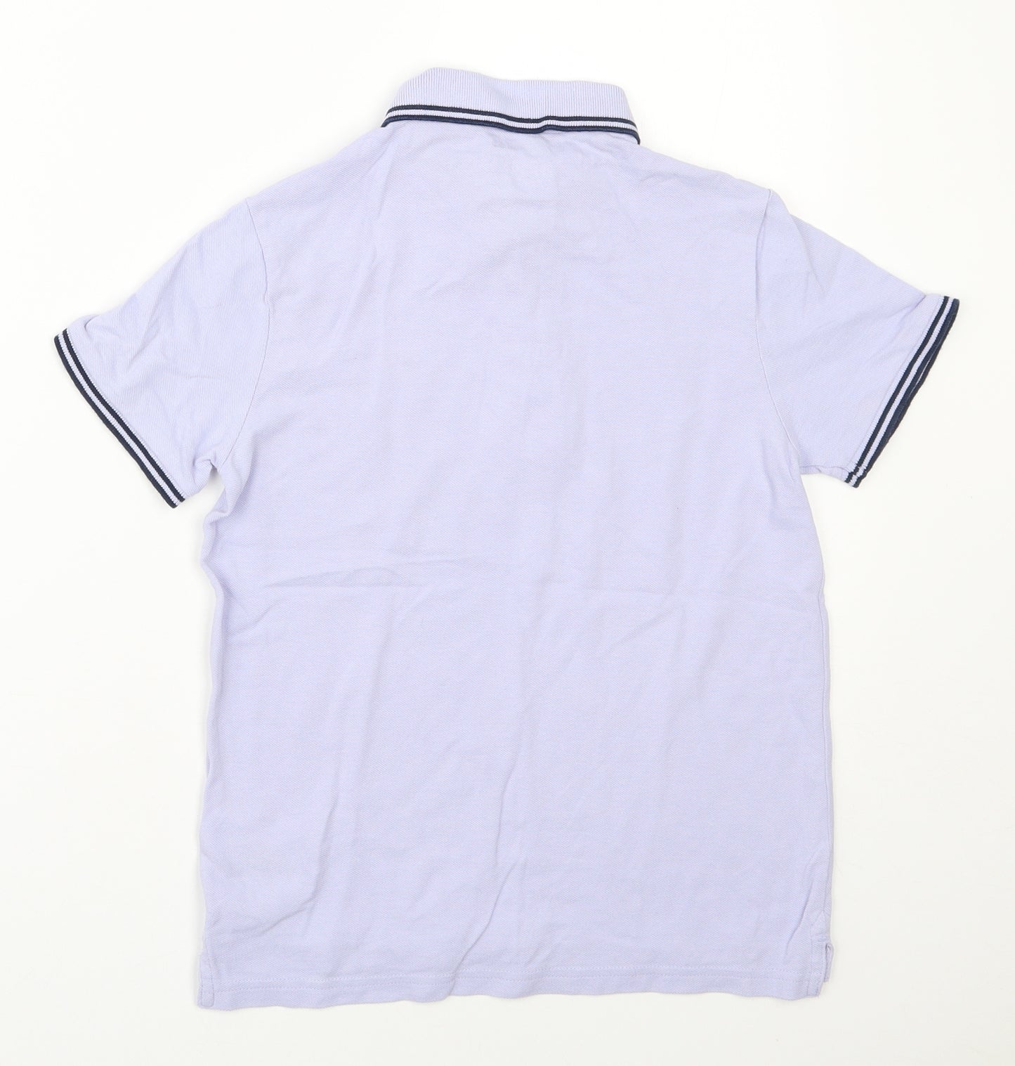 Marks and Spencer Boys Purple  100% Cotton Basic Polo Size 9-10 Years Collared Button