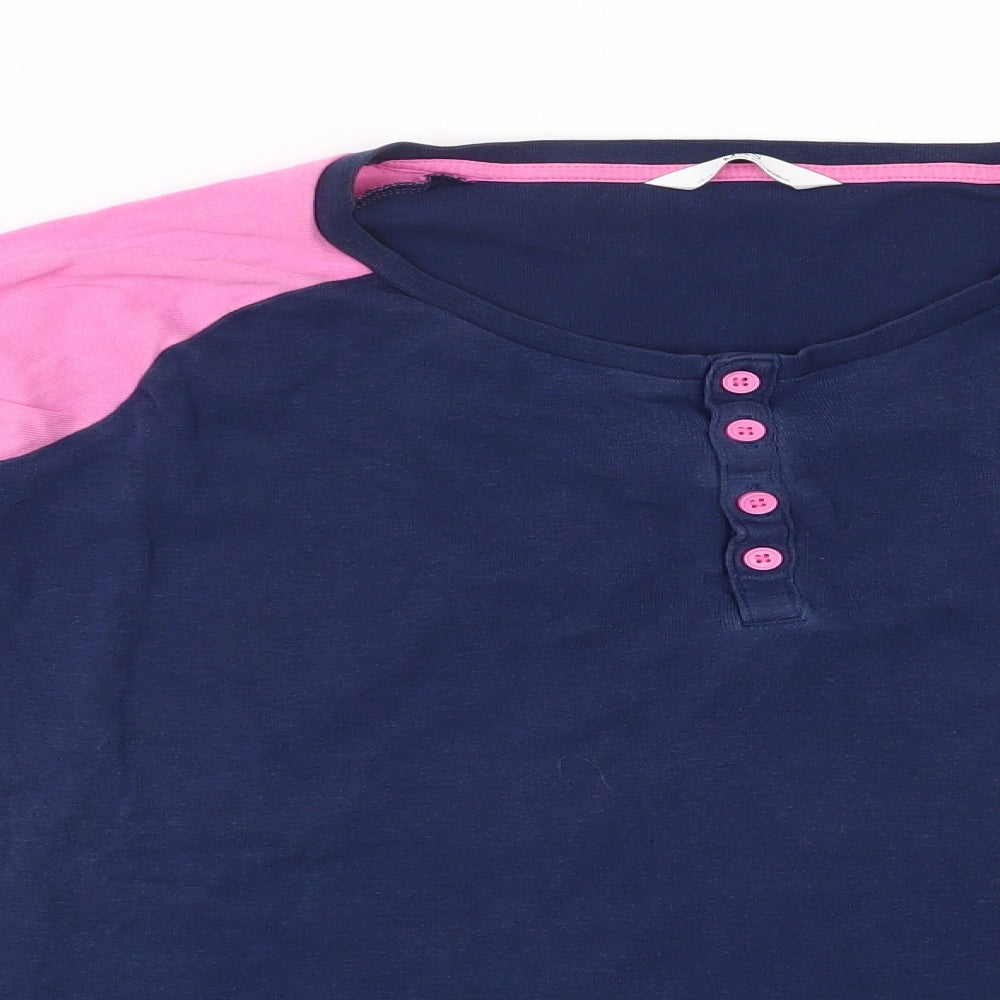 Marks and Spencer Girls Blue  Cotton Basic T-Shirt Size 15-16 Years Henley Button