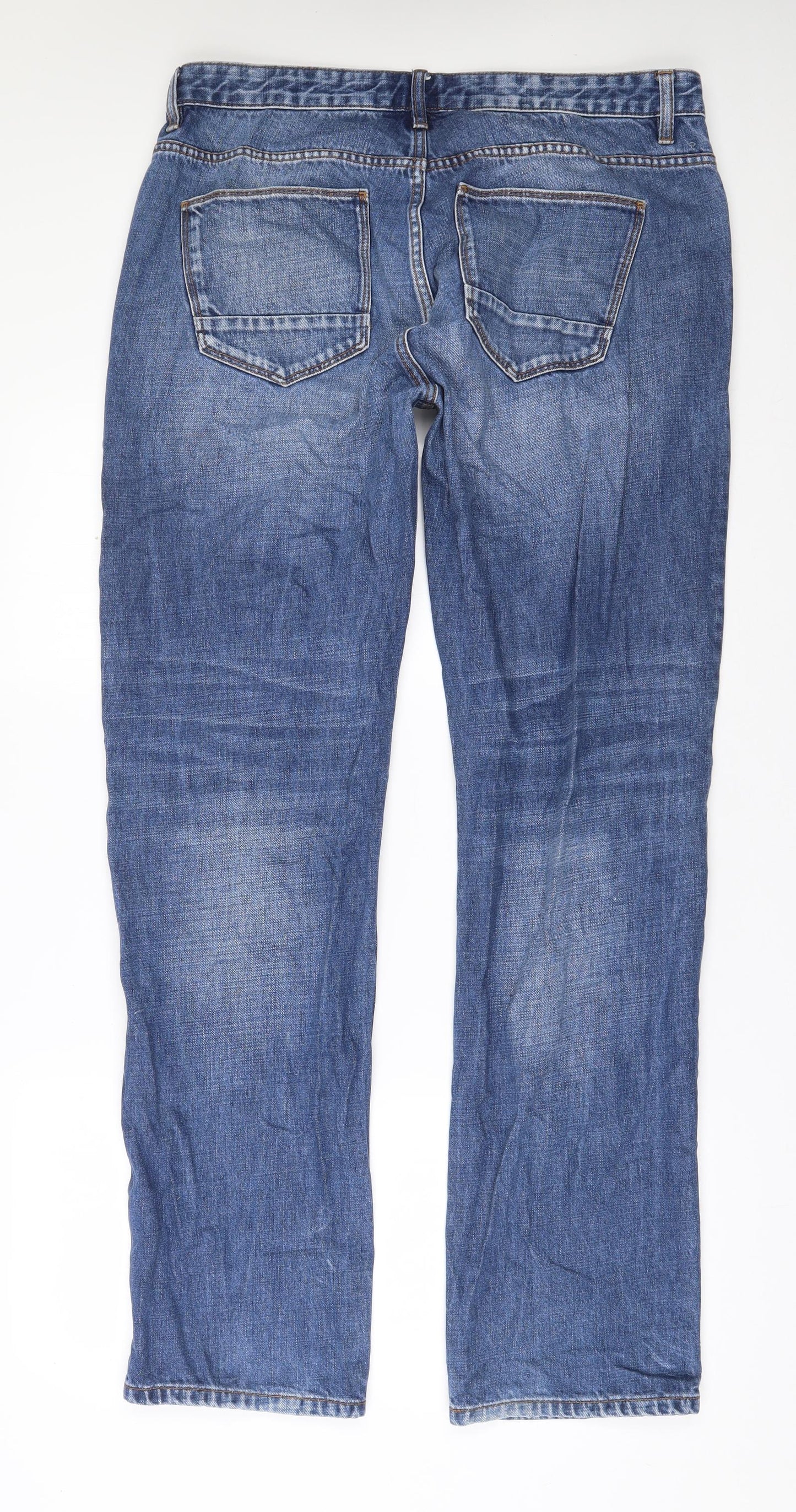 NEXT Mens Blue  Cotton Straight Jeans Size 36 in L33 in Regular Button