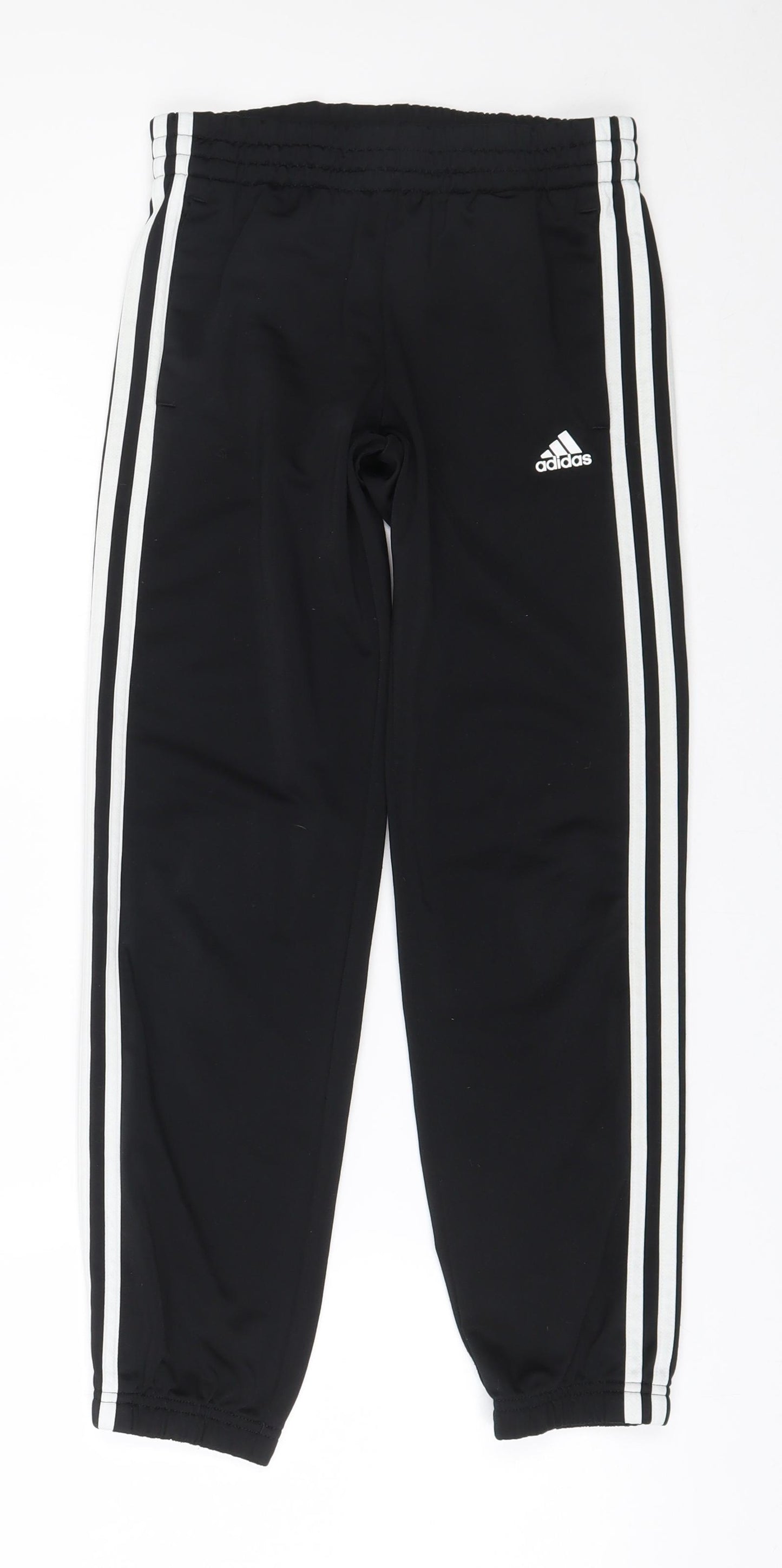 Adidas  Boys Black  100% Polyester Jogger Trousers Size 9-10 Years  Regular Drawstring