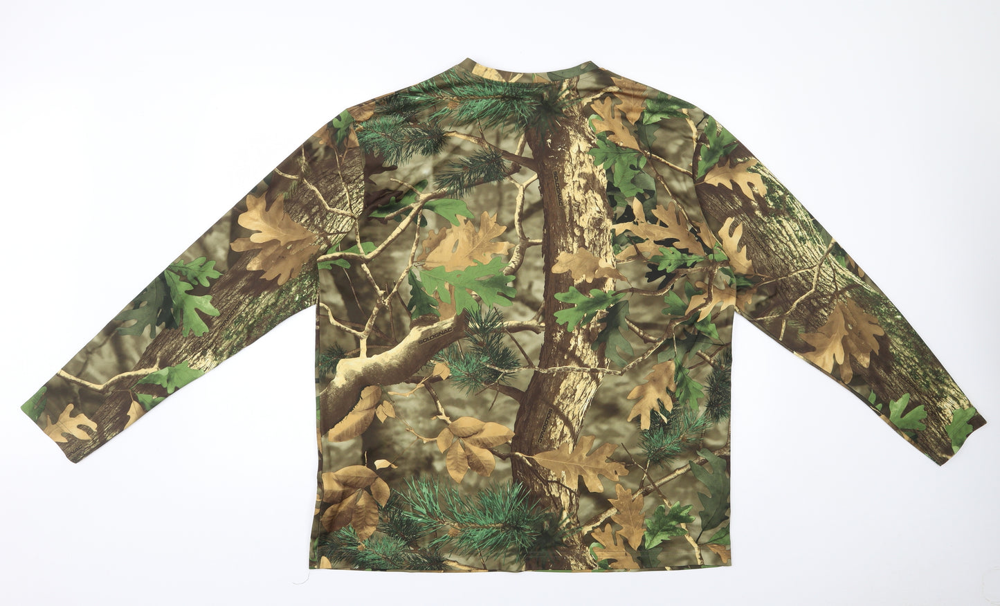 Solognac Mens Brown Camouflage 100% Polyester Basic T-Shirt Size XL Round Neck Pullover