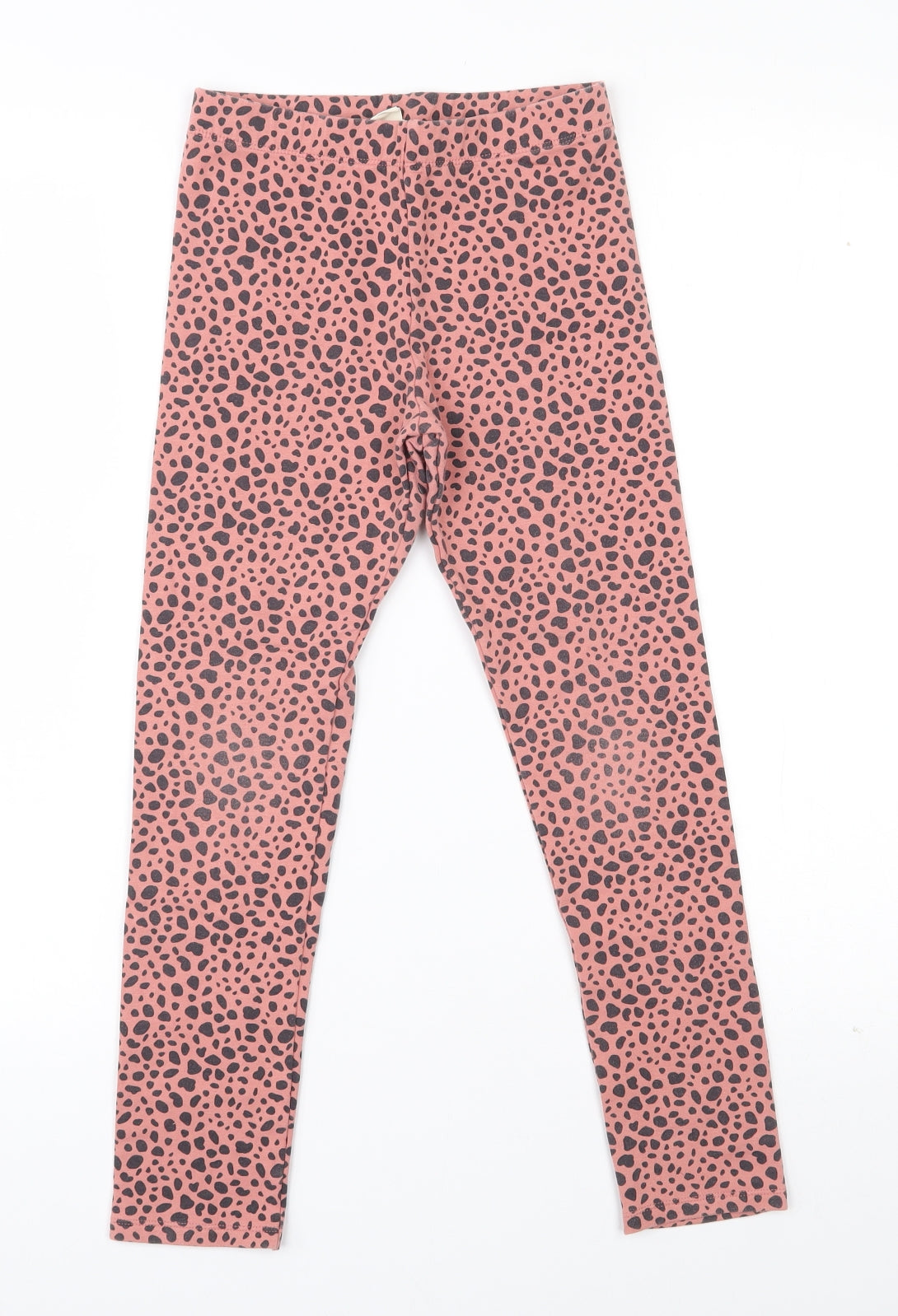 H&M Girls Pink Animal Print Cotton Pedal Pusher Trousers Size 8-9 Years  Regular Pullover