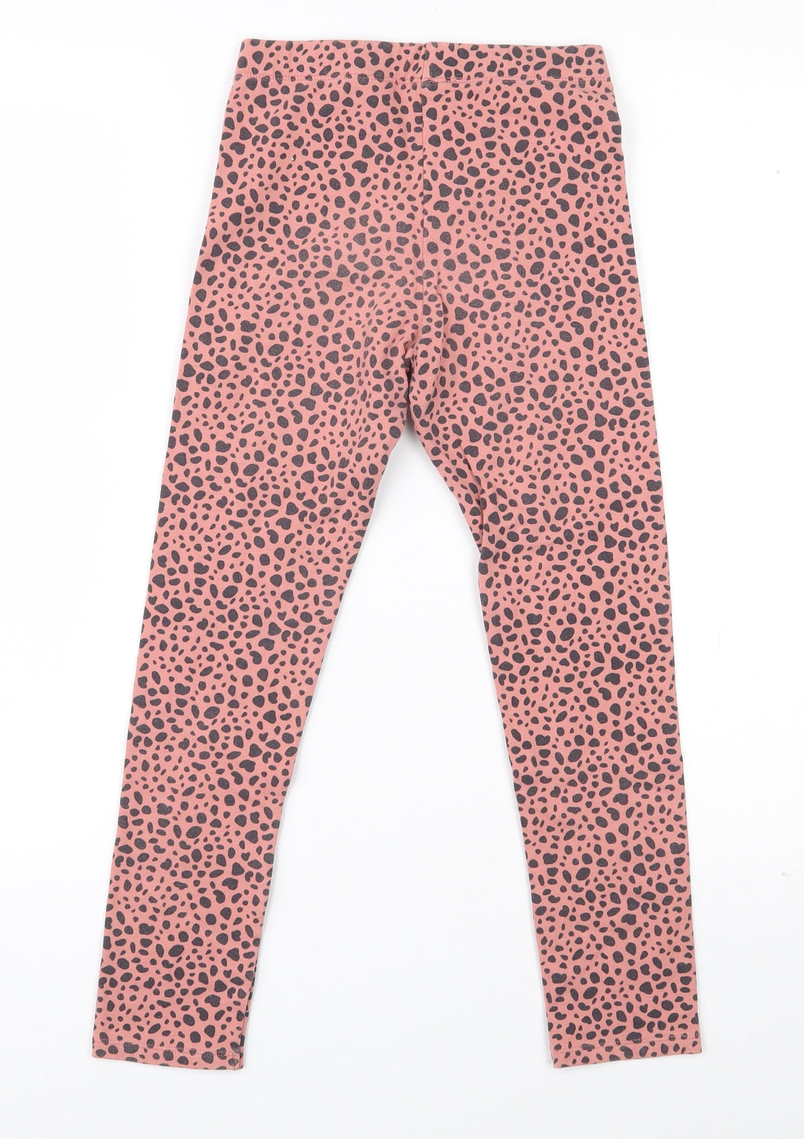 H&M Girls Pink Animal Print Cotton Pedal Pusher Trousers Size 8-9 Years  Regular Pullover