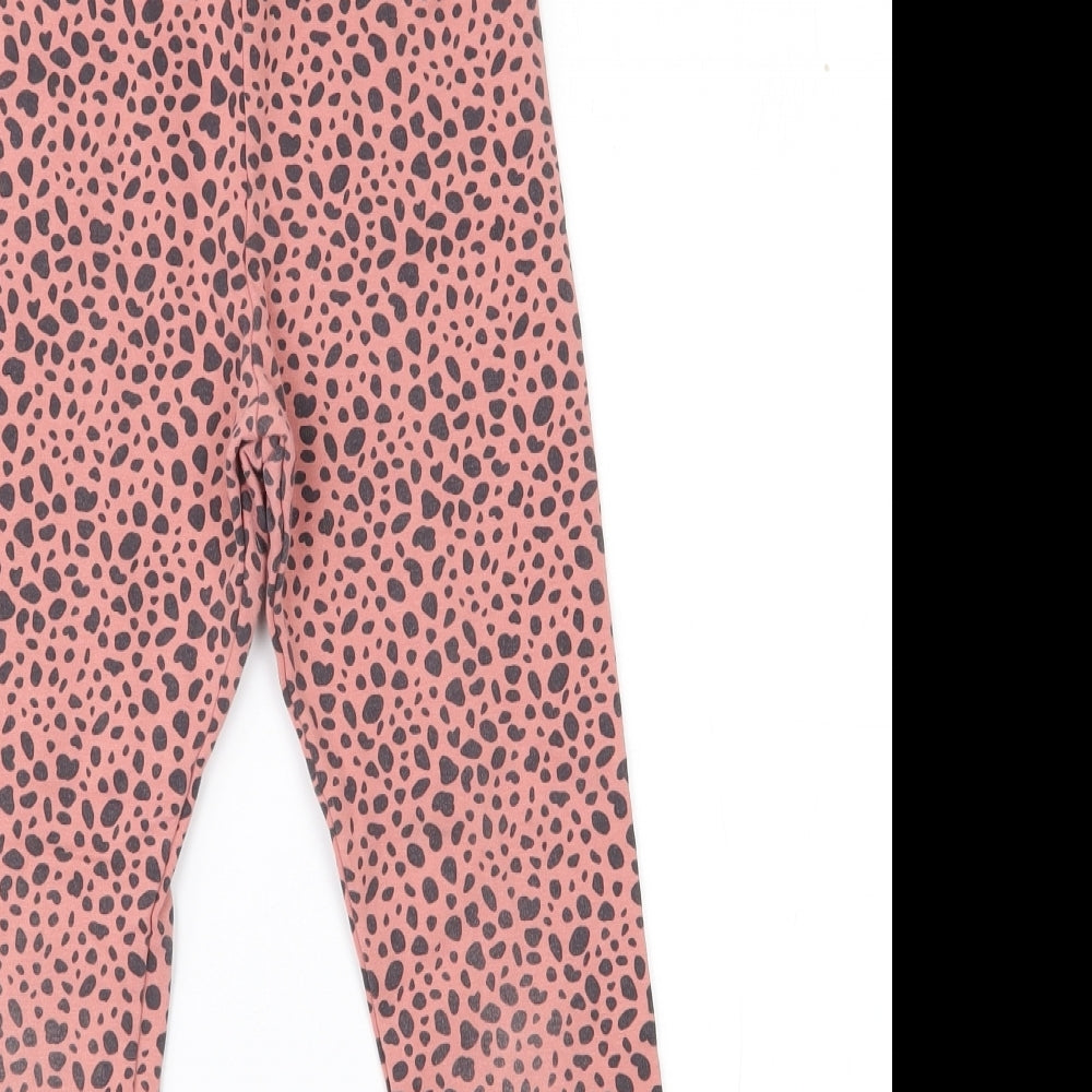 H&M Girls Pink Animal Print Cotton Pedal Pusher Trousers Size 8-9 Years  Regular Pullover