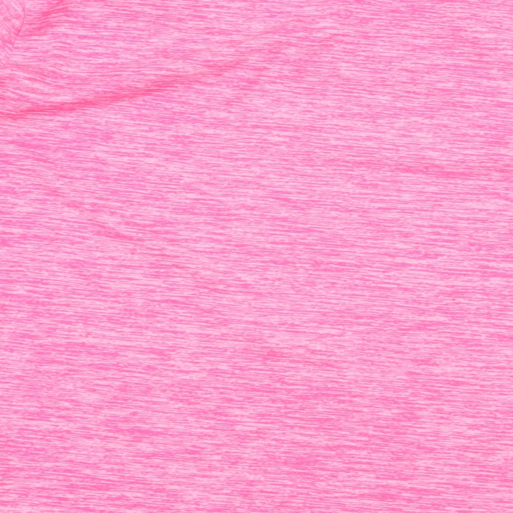 Dunnes Stores Girls Pink Striped Polyester Basic T-Shirt Size 9-10 Years Round Neck Pullover - activewear top