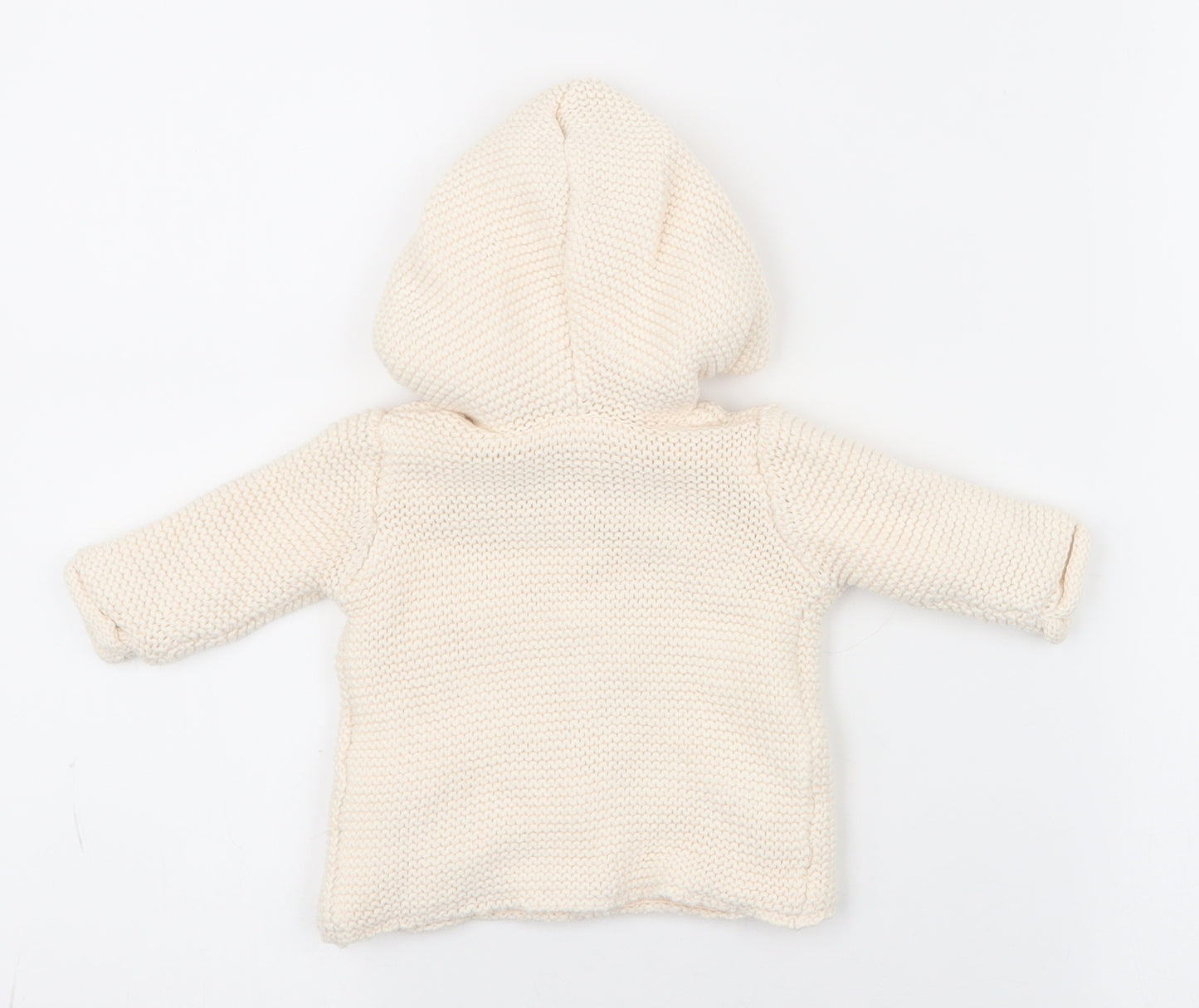 George Baby Ivory  100% Cotton Cardigan Jumper Size 0-3 Months  Button - first size , new born , ears on hood