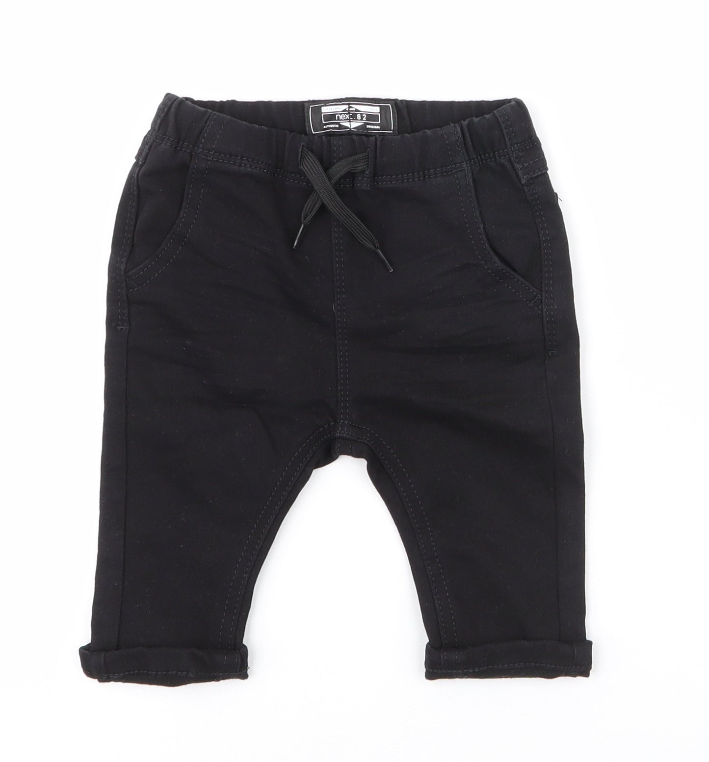 NEXT Boys Black  Cotton Cargo Jeans Size 3-6 Months  Drawstring