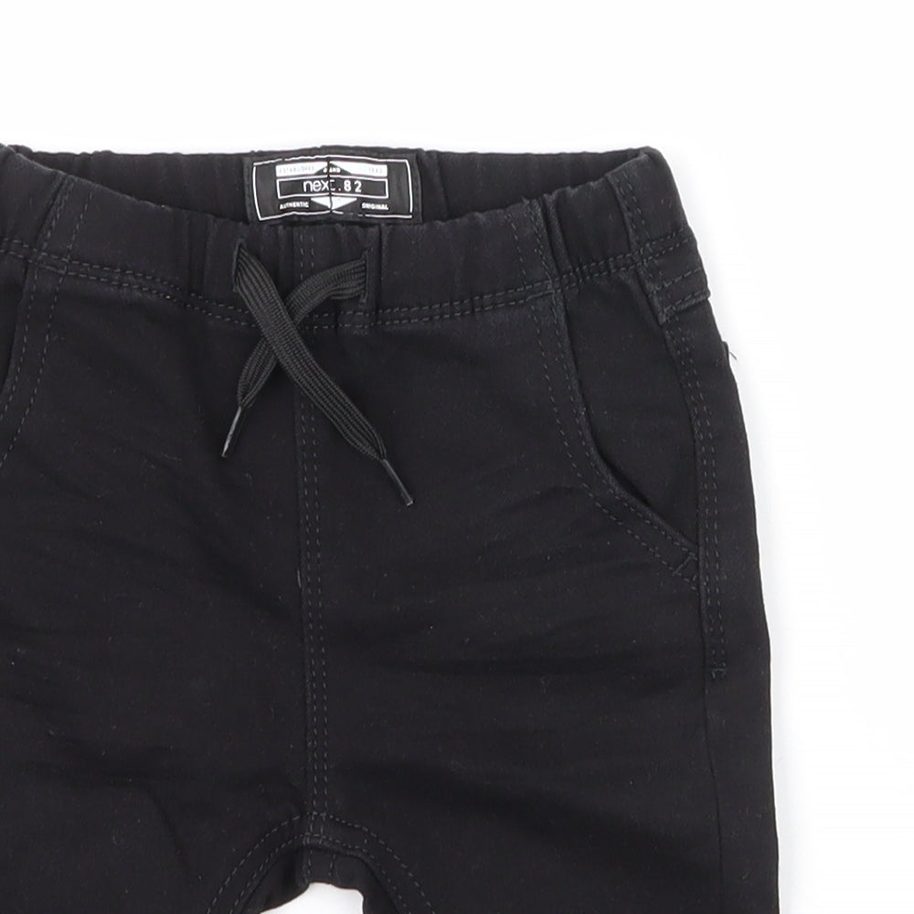 NEXT Boys Black  Cotton Cargo Jeans Size 3-6 Months  Drawstring