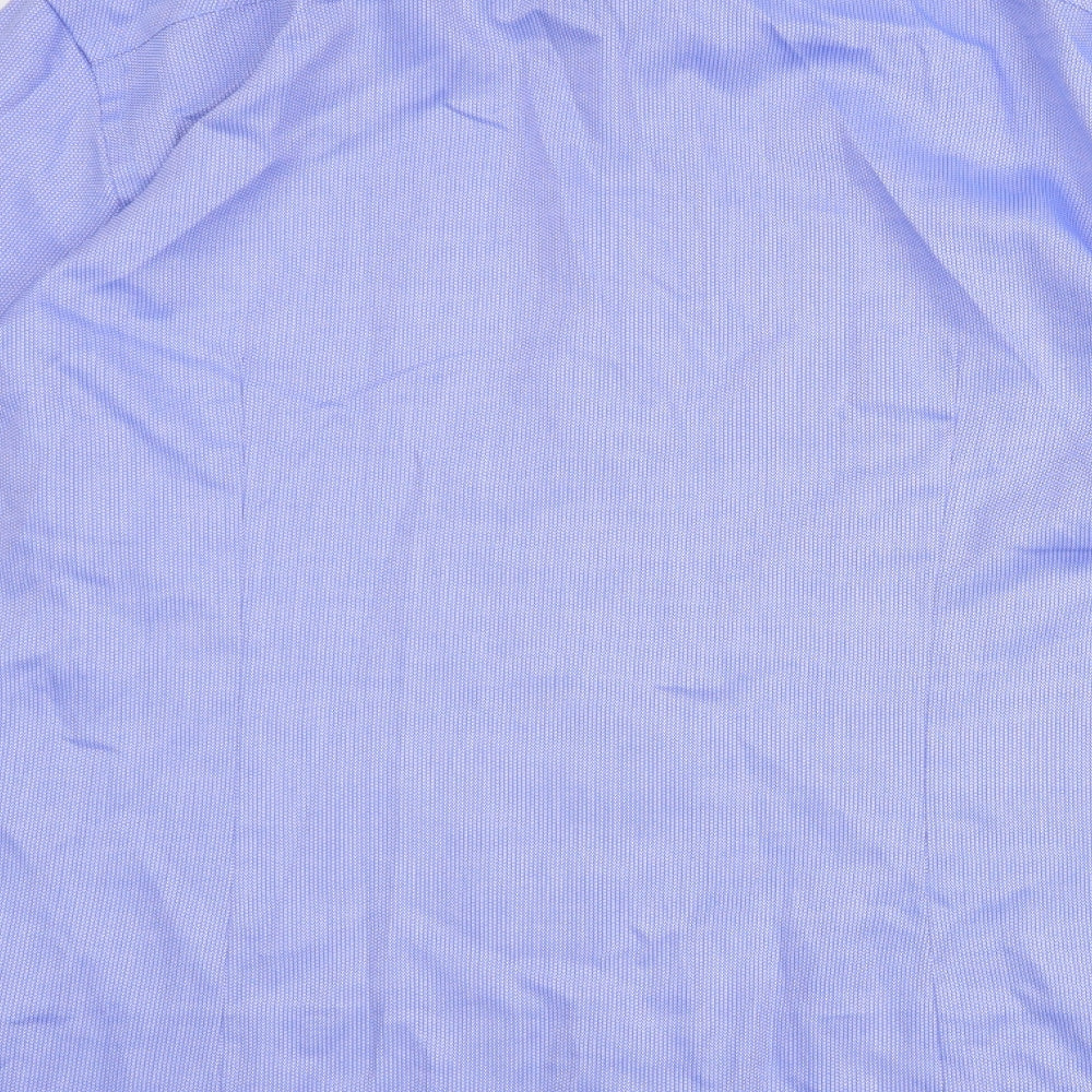 Skopes Mens Blue Geometric 100% Cotton  Dress Shirt Size 16.5 Collared Button