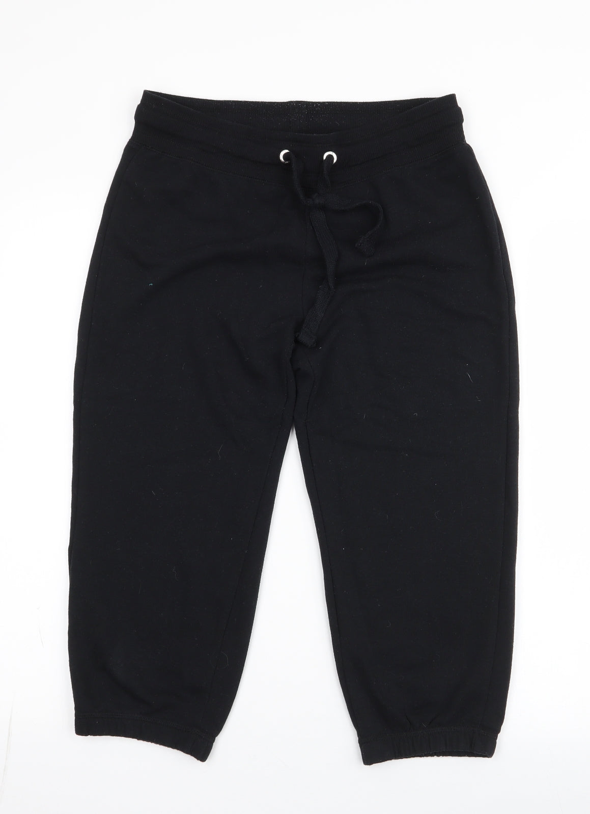 New Look Womens Black  Polyester Jogger Trousers Size 12 L20 in Regular Drawstring - cuffed , cropped leg