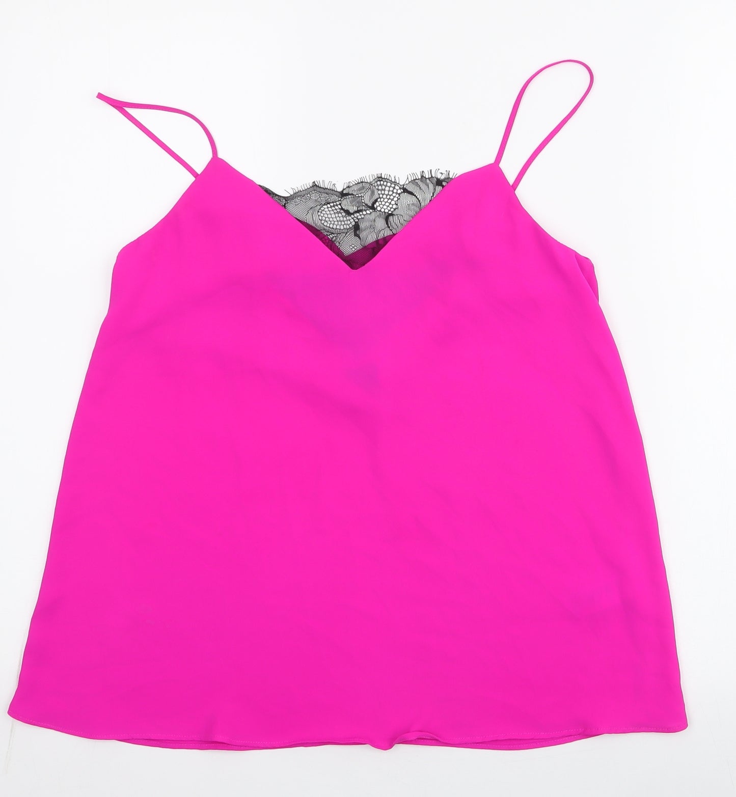 Topshop Womens Pink  Polyester Camisole Tank Size 8 V-Neck - lace