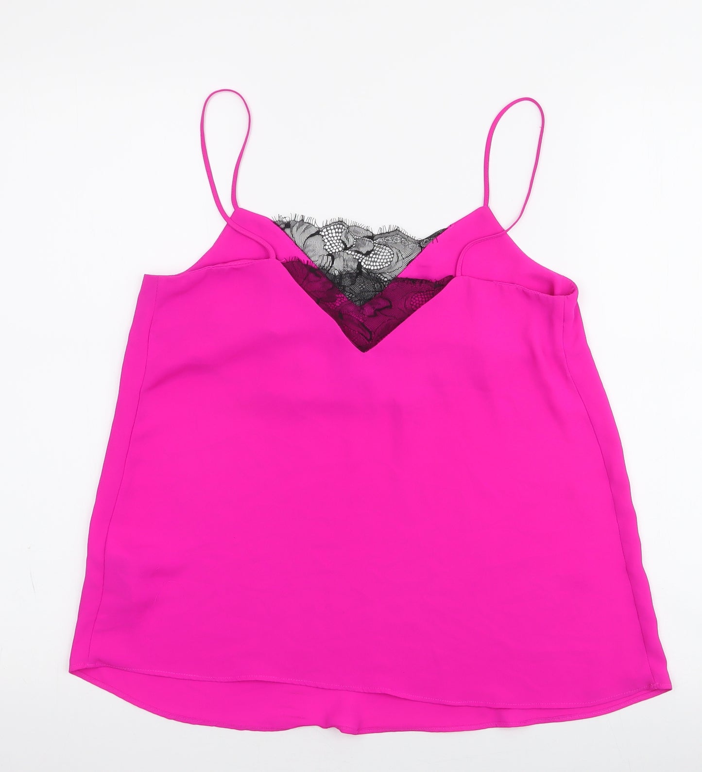 Topshop Womens Pink  Polyester Camisole Tank Size 8 V-Neck - lace