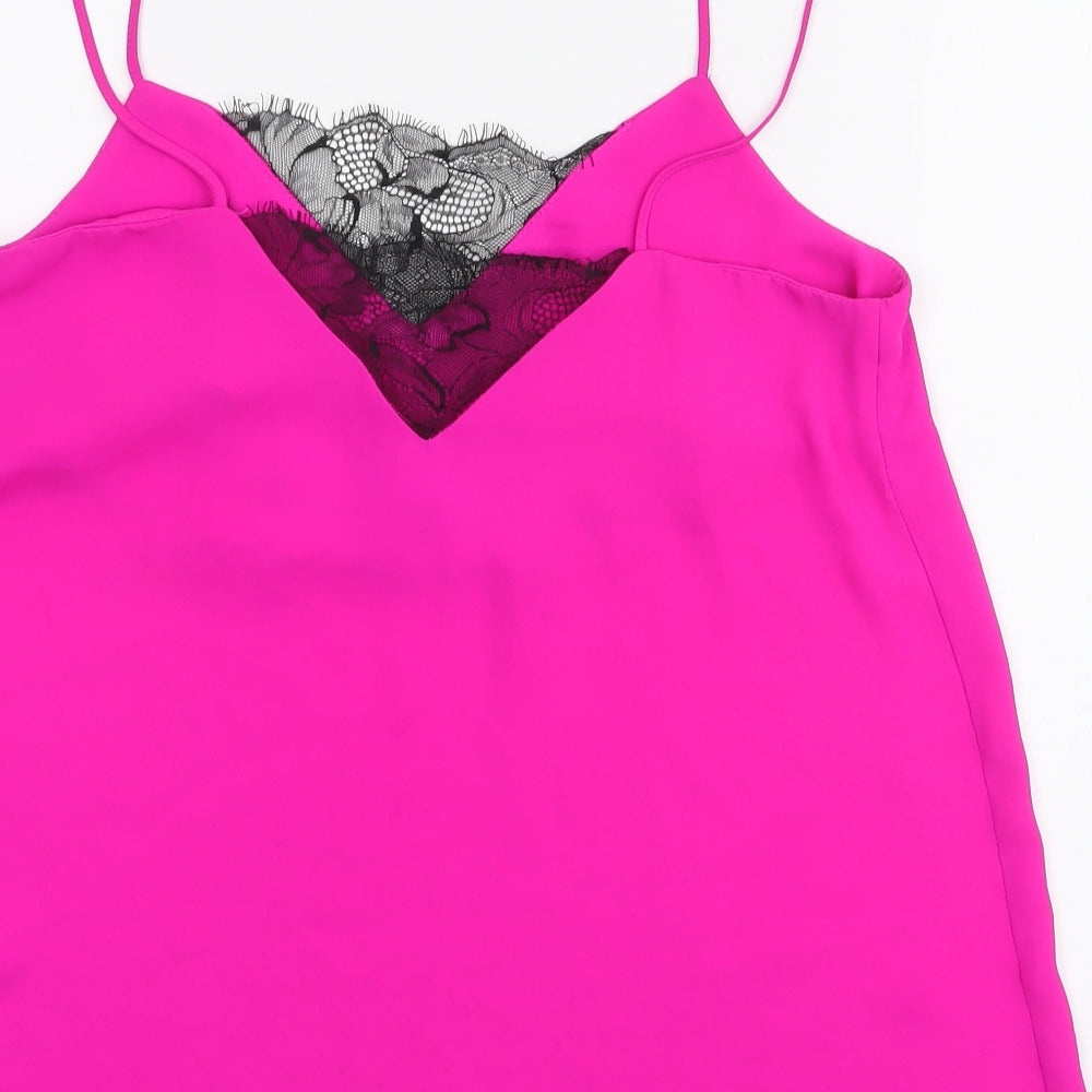 Topshop Womens Pink  Polyester Camisole Tank Size 8 V-Neck - lace