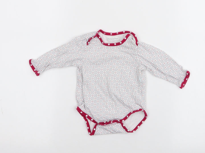 mamas & papas Baby White Geometric 100% Cotton Babygrow One-Piece Size 0-3 Months Snap - christmas