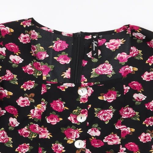 influence Womens Multicoloured Floral Polyester Basic Blouse Size 8 Square Neck