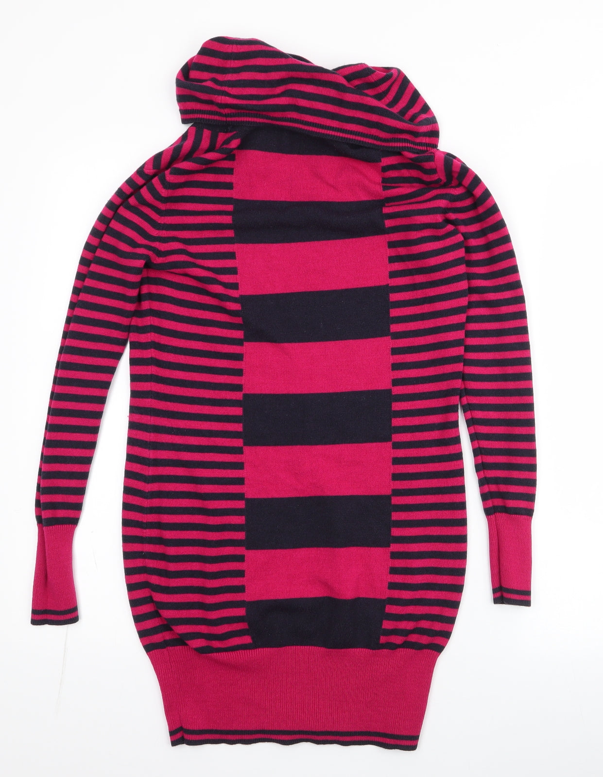 Per Una Womens Pink Roll Neck Striped Acrylic Pullover Jumper Size 8