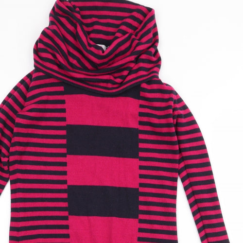 Per Una Womens Pink Roll Neck Striped Acrylic Pullover Jumper Size 8