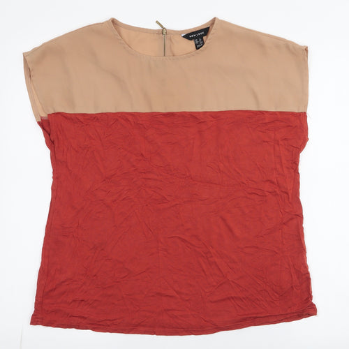 New Look Womens Orange  Polyester Jersey T-Shirt Size 12 Round Neck