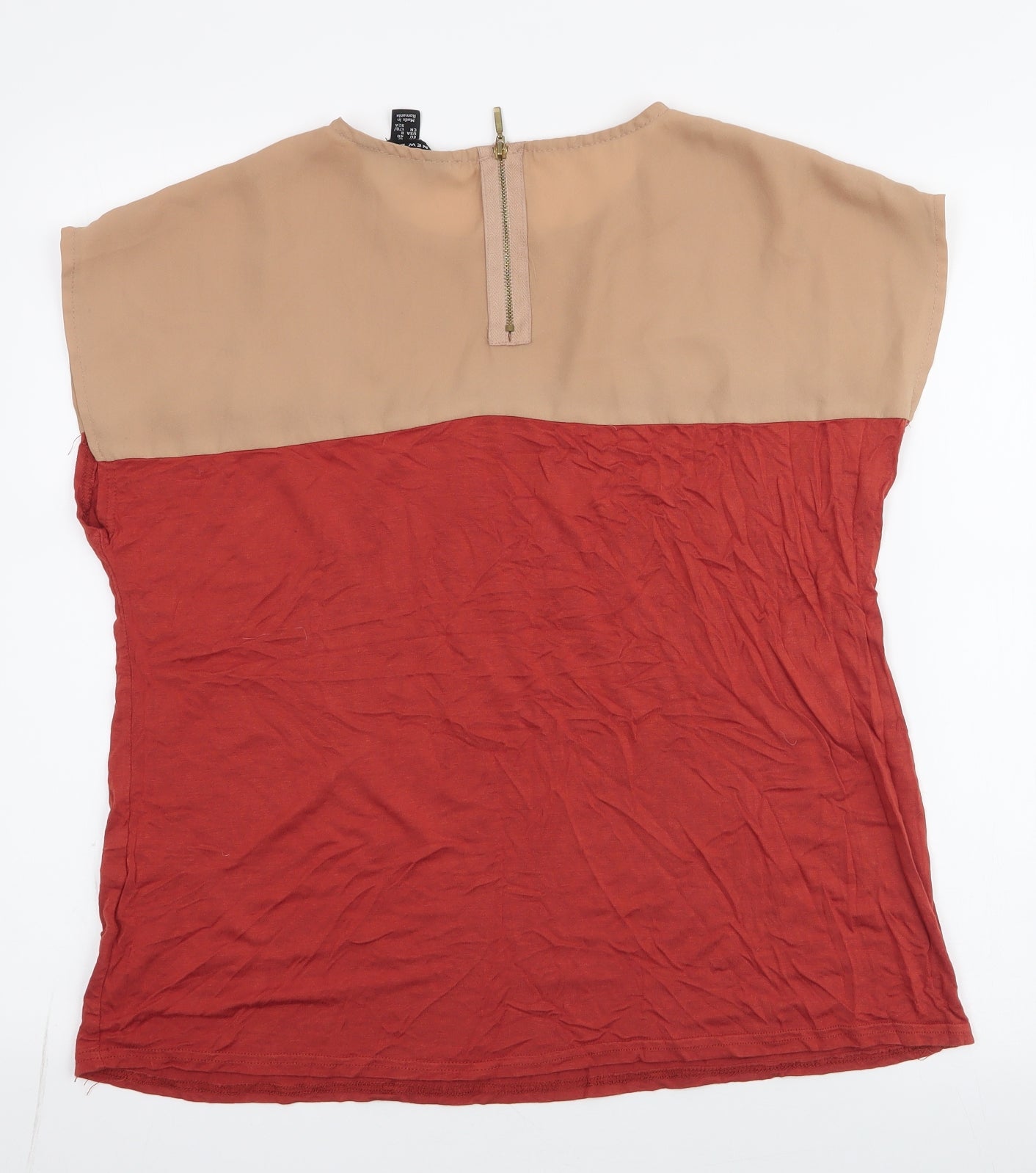 New Look Womens Orange  Polyester Jersey T-Shirt Size 12 Round Neck