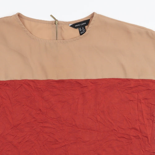 New Look Womens Orange  Polyester Jersey T-Shirt Size 12 Round Neck