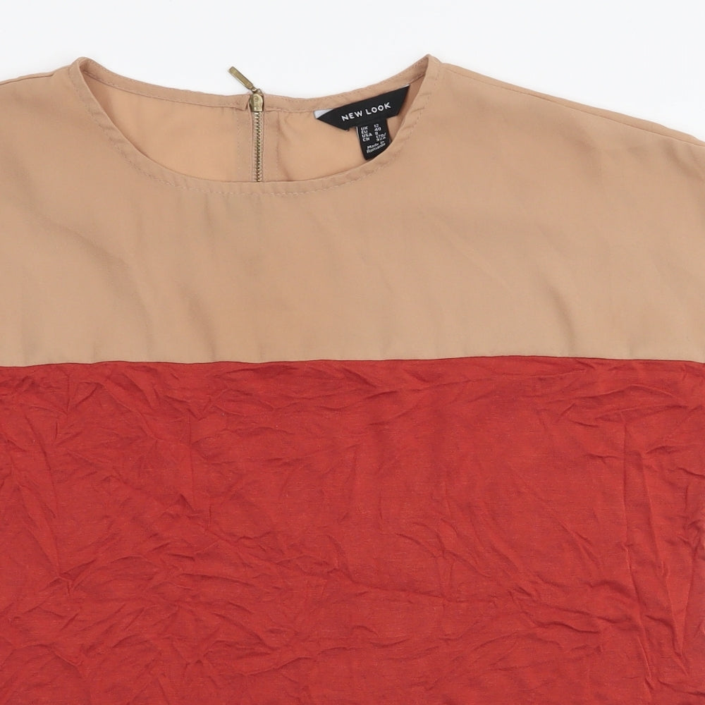 New Look Womens Orange  Polyester Jersey T-Shirt Size 12 Round Neck