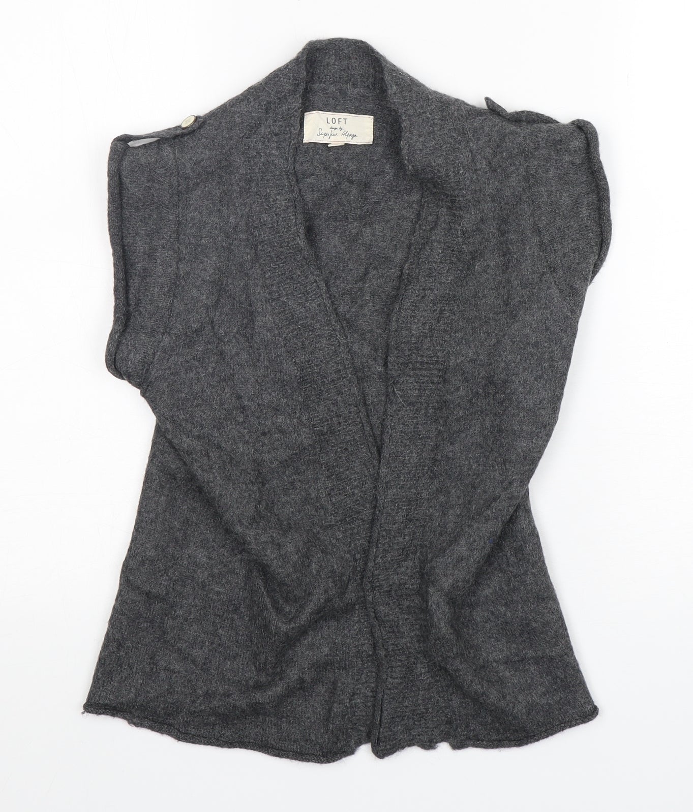 LOFT Womens Grey V-Neck  Alpaca Cardigan Jumper Size 4