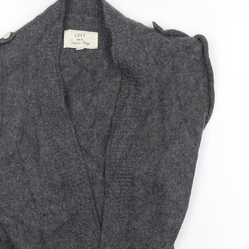 LOFT Womens Grey V-Neck  Alpaca Cardigan Jumper Size 4