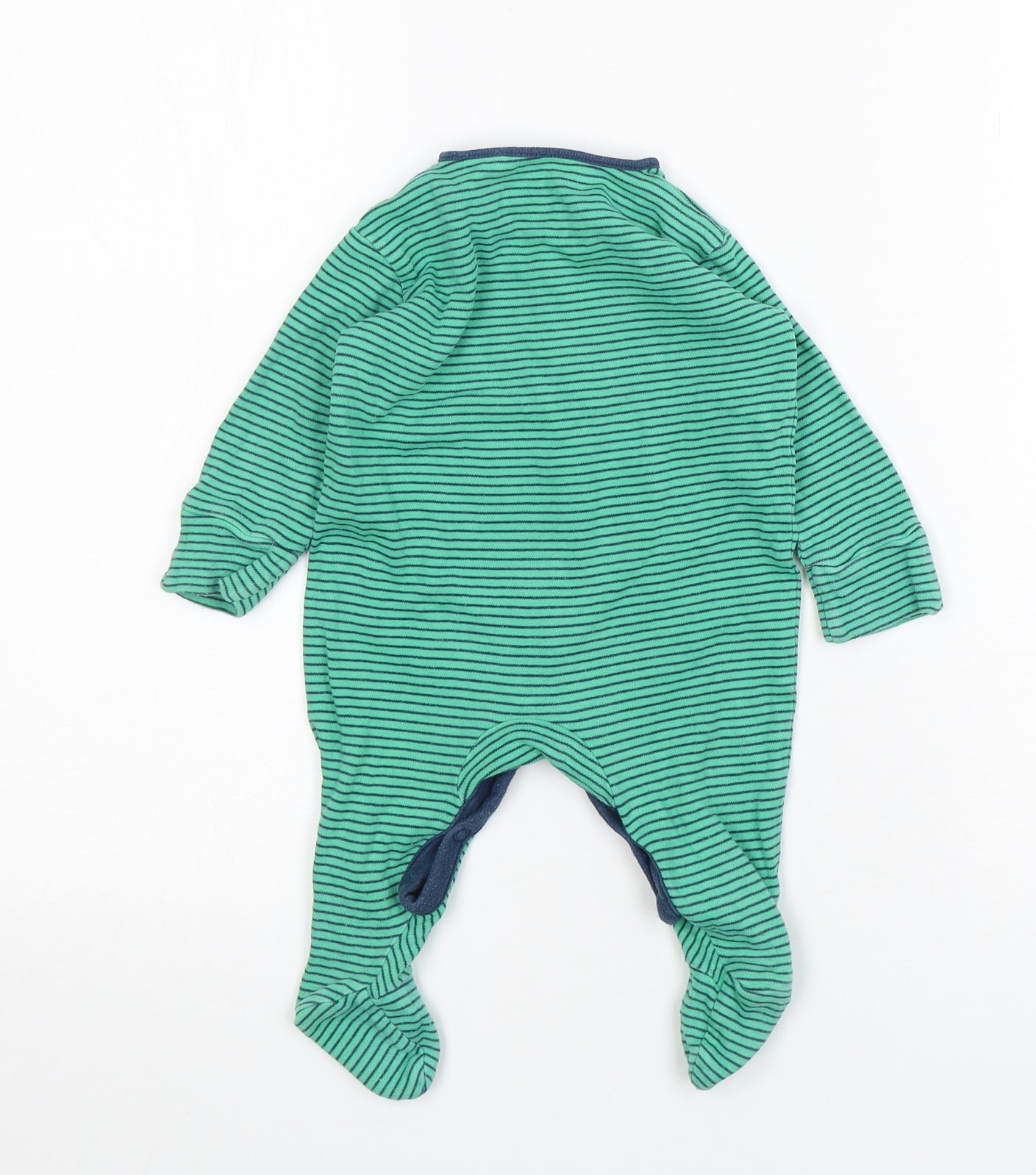 NEXT Boys Green Striped Cotton Babygrow One-Piece Size 3-6 Months  Snap