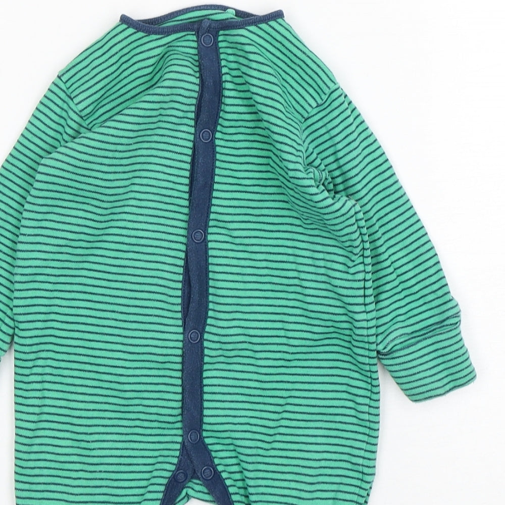 NEXT Boys Green Striped Cotton Babygrow One-Piece Size 3-6 Months  Snap